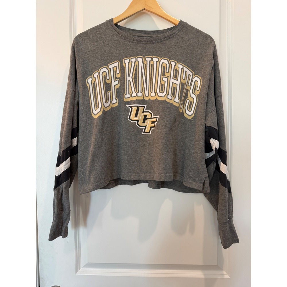 Rivalry Threads UCF Knights Cropped Long Sleeve Shirt Gray Small Thumbholes